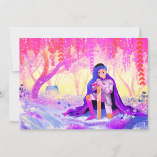 Cartão De Festividades Belo cavaleiro de senhora num cartaz florestal flo