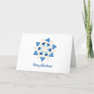 Cartão De Festividades Belo Design de Floco de Neve Azul e Branco Filigra