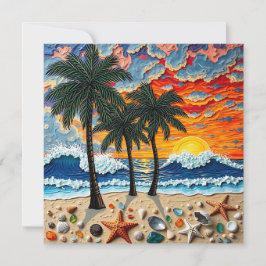 Cartão De Festividades Belo e Feliz Praia | Dizer Oi