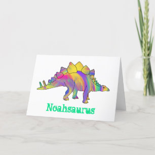 Cartão De Festividades Belo Estegossauro Dinossauro Personalizado Anivers