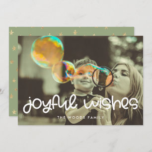 Cartão De Festividades Belo Script Joyful Deseja Foto da Família no Natal