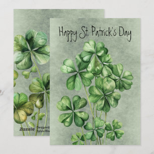 Cartão De Festividades Belo Shamrock Aquarela Verde