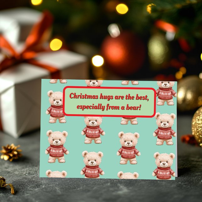 Cartão De Festividades Belo Urso de Teddy De Natal (Criador carregado)