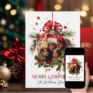 Cartão De Festividades Belos feriados da família Bauble Frame