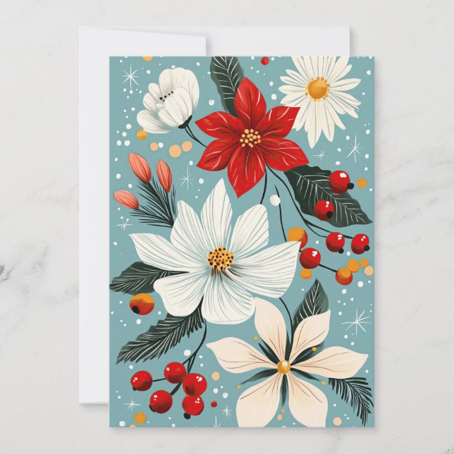 Cartão De Festividades Belos Flores de Natal (Frente)