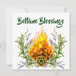 Cartão De Festividades Beltane Blessings Floral Fire Wiccan