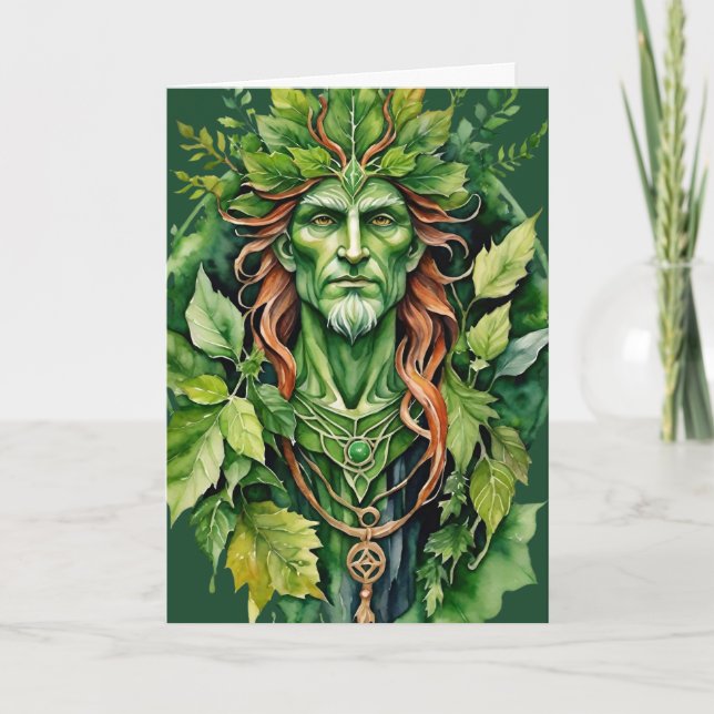 Cartão De Festividades Beltane Celtic Greenman Forest God Sabbat Wicca (Frente)