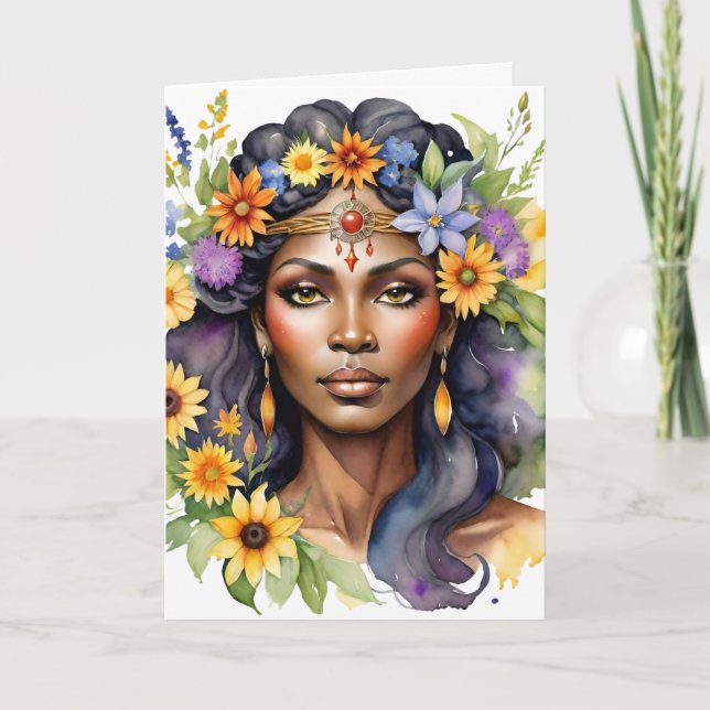 Cartão De Festividades Beltane Summer Goddess Floral Wicca Sabbat  (Frente)