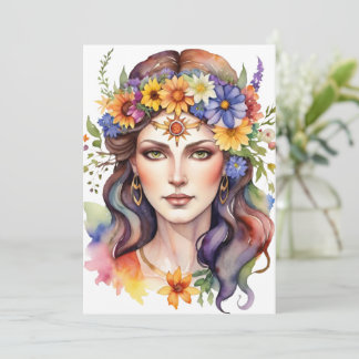 Cartão De Festividades Beltane Summer Goddess Floral Wicca Sabbat 