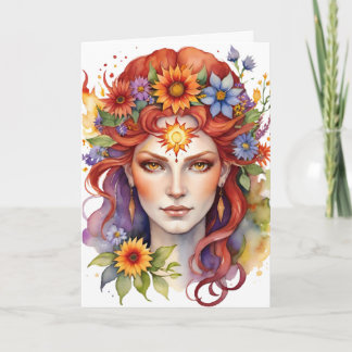 Cartão De Festividades Beltane Summer Goddess Floral Wicca Sabbat 