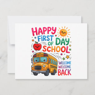Cartão De Festividades Bem-vindo de Volta à Escola Feliz Primeiro Dia Pro