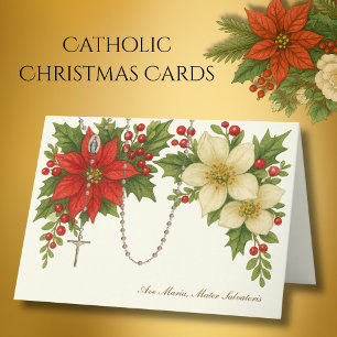 Cartão De Festividades Bênção de Natal Ave Maria com Florais do Rosário
