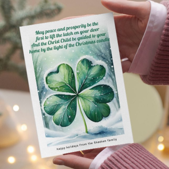 Cartão De Festividades Bênção de Natal na Irlanda Personalizada (Irish Christmas Blessing Personalized Holiday Card by Ricaso. Ireland themed holidays cards)