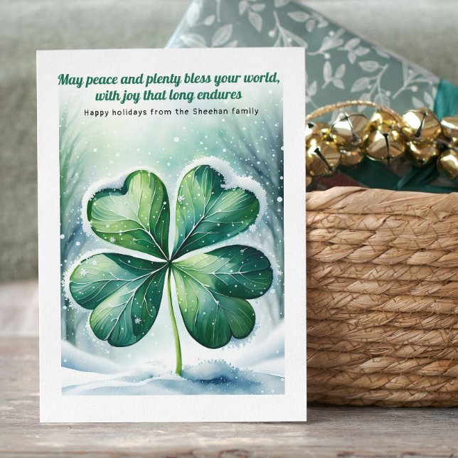 Cartão De Festividades Bênção de Natal na Irlanda Personalizada (Irish Christmas Blessing Personalized Holiday Card by Ricaso. Ireland themed holiday cards)