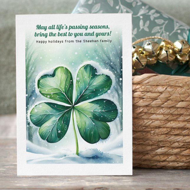 Cartão De Festividades Bênção de Natal na Irlanda Personalizada (Irish Christmas Blessing Personalized Holiday Card by Ricaso. Ireland themed holiday cards)