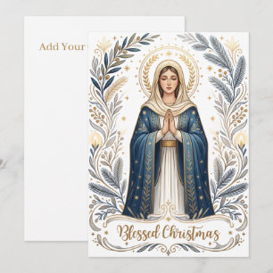 Cartão De Festividades Bênção de Natal Virgem Maria Cristã Religiosa