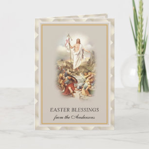 Cartão De Festividades Bênçãos da Páscoa Ressurreição Jesus Oração Feriad