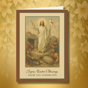 Cartão De Festividades Bênçãos da Páscoa Ressurreição Jesus Oração Feriad