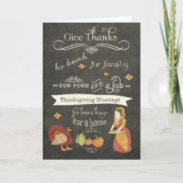 Cartão De Festividades Bênçãos de Ação de Graças, Christian, Chalkboard