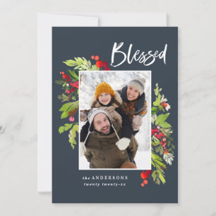 Cartão De Festividades Bênçãos de aquarela floral e folhagem