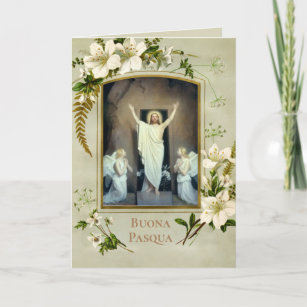 Cartão De Festividades Bênçãos Páscoas Italianas Buona Pasqua