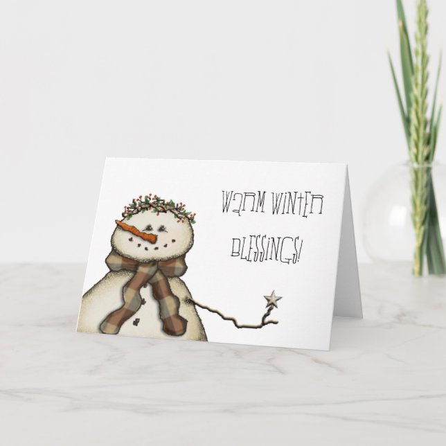 Cartão De Festividades Bênçãos Quentes De Inverno! (Frente)