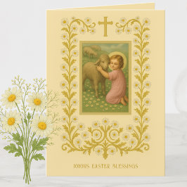 Cartão De Festividades Bênçãos Religiosas da Páscoa Vintage Oração Feriad