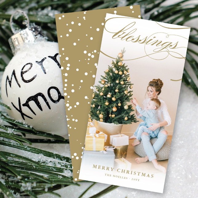 Cartão De Festividades Bênçãos Script Foto Elegante Religiosa de Natal (Criador carregado)