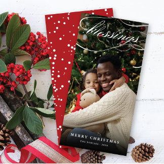 Cartão De Festividades Bênçãos Script Foto Elegante Religiosa de Natal