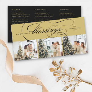 Cartão De Festividades Bênçãos Script Foto Elegante Religiosa de Natal
