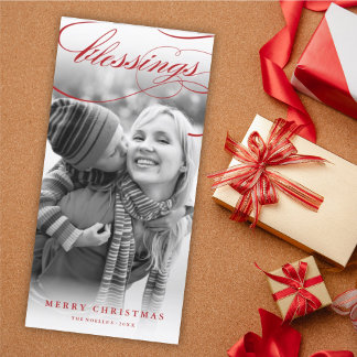 Cartão De Festividades Bênçãos Script Foto Elegante Religiosa de Natal