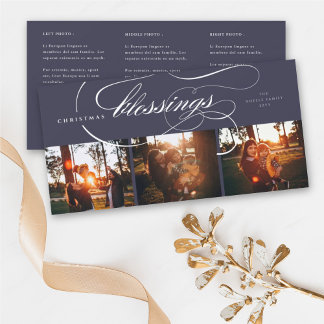 Cartão De Festividades Bênçãos Script Foto Elegante Religiosa de Natal
