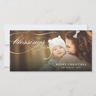 Cartão De Festividades Bênçãos Script Foto Elegante Religiosa de Natal