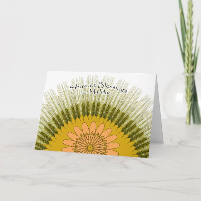 Cartão De Festividades Bênçãos Shavuot para a minha mãe, Cevada Sun (Frente)