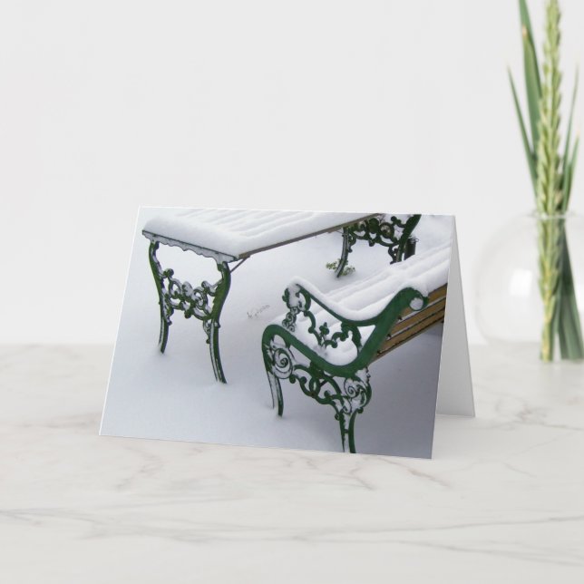 Cartão De Festividades Bench na neve (Frente)
