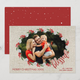 Cartão De Festividades Bendito Foto de Natal da Berries Vermelha