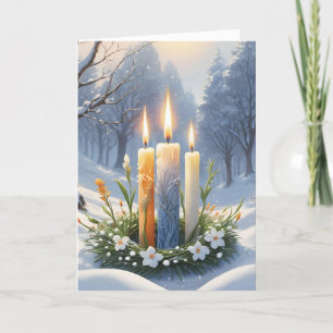 Cartão De Festividades Bendito Imbolc Winter Floral Candle Wreath Wiccan