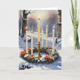 Cartão De Festividades Bendito Imbolc Winter Floral Candle Wreath Wiccan