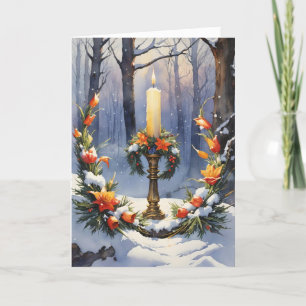 Cartão De Festividades Bendito Imbolc Winter Floral Candle Wreath Wiccan