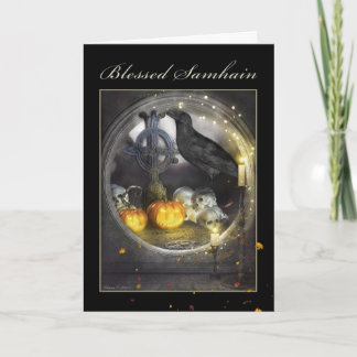 Cartão De Festividades Bendito Samhain Mystical Raven Greeting Card
