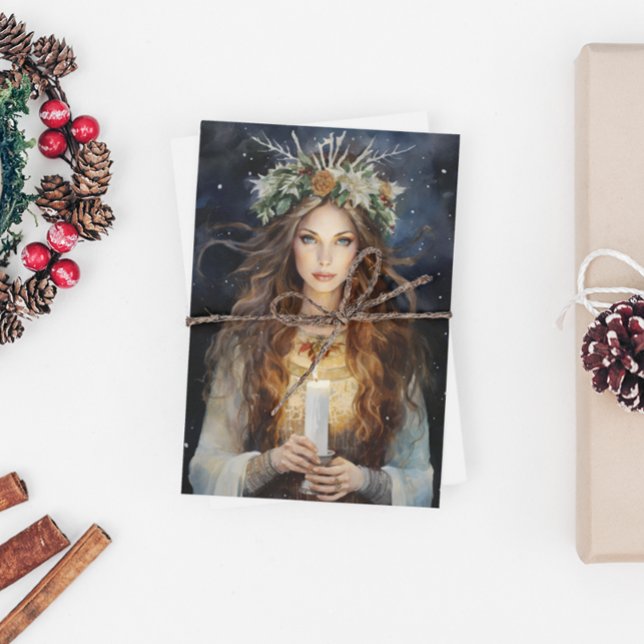 Cartão De Festividades Bendito Yule Winter Solstis High Priestess 3 (Criador carregado)