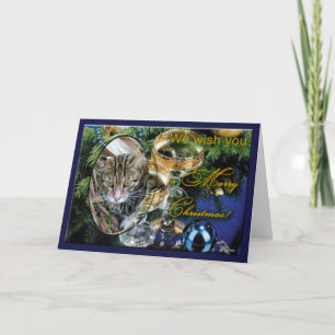 Cartão De Festividades Bengal Cat Christmas Greeting Card