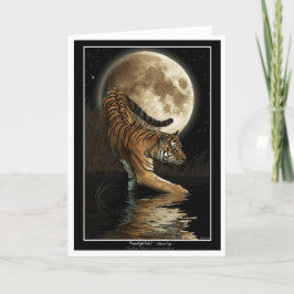 Cartão De Festividades Bengal TIGER & Moon Greeting-card