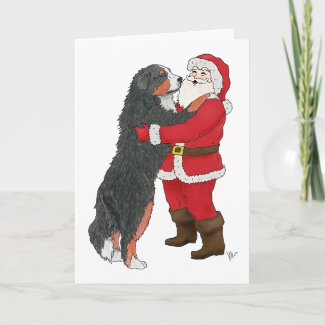 Cartão De Festividades Bernese Mountain Dog Christmas Greeting (Frente)