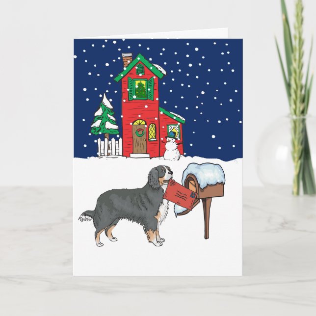Cartão De Festividades Bernese Mountain Dog Christmas Mail (Frente)