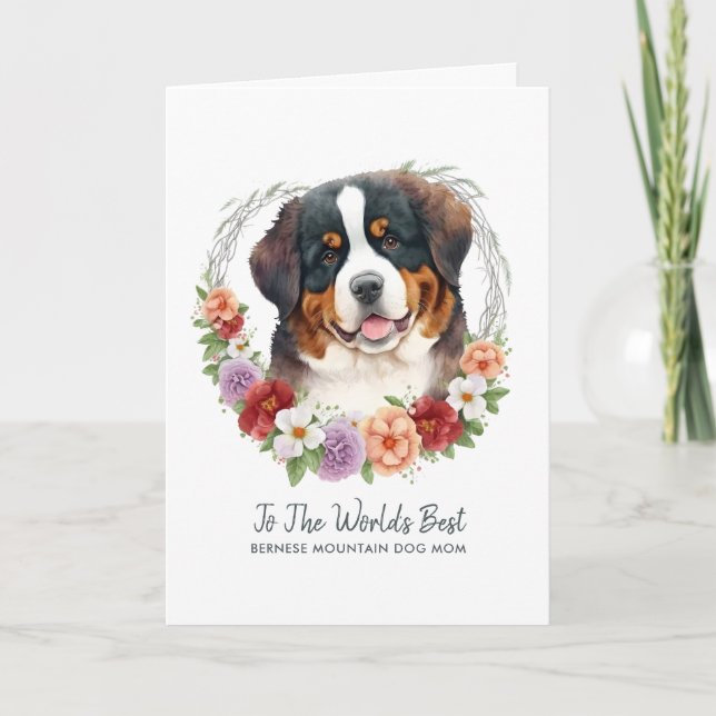 Cartão De Festividades Bernese Mountain Dog Dia da Mãe (Frente)