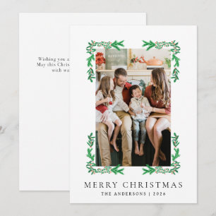 Cartão De Festividades Berry Branch Frame Christmas Family 1 Photo
