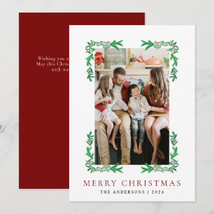 Cartão De Festividades Berry Branch Frame Christmas Family 1 Photo