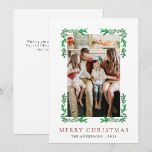 Cartão De Festividades Berry Branch Frame Christmas Family 1 Photo