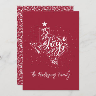 Cartão De Festividades Berry Red Joy Holiday deixa forma Texas